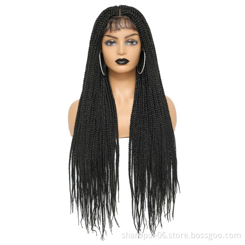 synthetic lace front wig 30inch length box braided wigs for black women